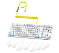 A.JAZZ AK873 Tastiera meccanica da gioco TKL a 87 tasti cablata con retroilluminazione arcobaleno, interruttore tattile blu tattile hot-swap, guarnizione NKRO, poggiapolsi ergonomico, cavo aviatore a