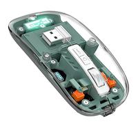 A.JAZZ Mini mouse senza fili Bluetooth 5.1 e 2.4G, leggero, trasparente, trasparente, silenzioso, ricaricabile, ricevitore nano USB C, batteria LED Magic Silm per ufficio/PC/Mac/Laptop/Apple/iPad