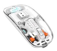 A.JAZZ Mini mouse wireless Bluetooth 5.1 e 2.4G, leggero, trasparente, trasparente, silenzioso, ricaricabile, ricevitore nano USB C, batteria LED Magic Silm per ufficio/PC/Mac/Laptop/Apple/iPad