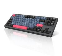 A.JAZZ Tastiera meccanica AKC087, tastiera wireless con connessione tri-modalità, base in metallo multistrato, compatta 87 tasti, layout TKL 80%, tricolore, tastiera RGB ricaricabile sostituibile a