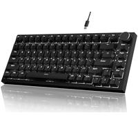 A.JAZZ Tastiera meccanica da gioco AK820 cablata 75%, hot swap, guarnizione con manopola, presa aggiornata e schiuma fonoassorbente a 5 strati, 82 tasti, retroilluminazione a LED bianco, NKRO per