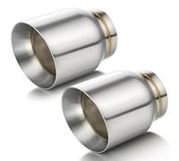 A-KARCK Punta di scarico da 7,6 cm, doppia parete, doppia parete, per auto, 7,6 cm, ingresso 10,2 cm, uscita 12,7 cm, lunghezza totale, da saldare sul tubo di scappamento dell'auto, confezione da 2