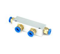 A Kit Push Fit 8mm 2 Way Pneumatic Air Manifold Block Splitter With Couplers