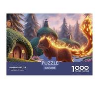 A Kitty with Glowing Fire 1000 Pezzi Cartoncino Premium Puzzle Cozy Fairy-tale Village Immagini Vibranti Gioco Creativo Puzzle Per Adulti E Bambini 52x38cm/1000pcs