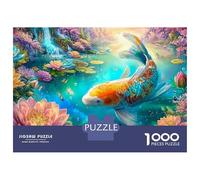 A Koi Fish Swims Among Lotus Flowers Puzzle Da 1000 Pezzi Colorful Koi Sfida Di Ingegno Per Adulti E Bambini 52x38cm/1000pcs