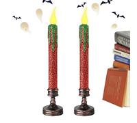 a LED senza fiamma | Set di 2 elettriche a colonna - decorazioni Halloween, decorazione da ufficio per casa fantasma, decorazione da tavolo per interni