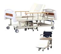 A,Letto D'Ospedale con Sedia A Rotelle Staccabile, Design 2 in 1 A Manovella, Cuscino Anti-Sgabello E Sponda di Protezione, per Uso Domestico E Ospedaliero