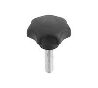A Levetta Stella manico - Materiale termoplastico, filettatura maschio - M5 x 20, D1 = 25 mm - Nero - Componente in acciaio, 4 pezzi, k0155.405 X 20