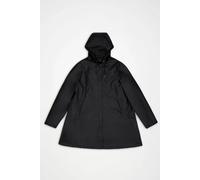 RAINS Giacca line W Jacket impermeabile, silhouette a trapezio, chiusura frontale con bottoni automatici nascosti, cappuccio con coulisse, tasche laterali, antivento, colore Nero Nero Black
