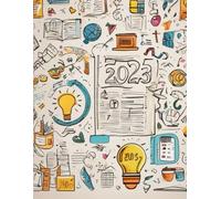 a lined notebook in the style of 2025 with printed educational icons