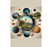a lined notebook with themes of nature, space, technology