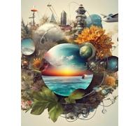 a lined notebook with themes of nature, space, technology