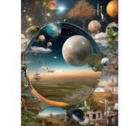 a lined notebook with themes of nature, space, technology