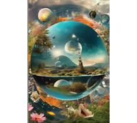 a lined notebook with themes of nature, space, technology