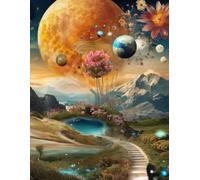a lined notebook with themes of nature, space, technology