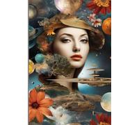 a lined notebook with themes of nature, space, technology