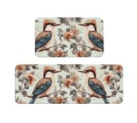 A Little Bird Is Standing Face to Face On The Branch, set di 2 tappeti imbottiti da cucina, comodi tappetini per la decorazione della casa, tappetini da cucina per pavimento antiscivolo, lavabili