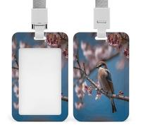 A Little Bird - Porta badge trasparente con cordino staccabile, custodia verticale in plastica rigida per proteggere carte d'identità e carte di credito per ufficio e fabbrica