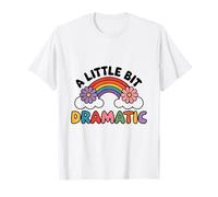 A Little Bit Dramatic Rainbow Retro Flower Cute Citazione Maglietta