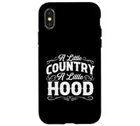 A Little Country A Little Hood - Black Cowboy Western Rodeo Custodia per iPhone X/XS