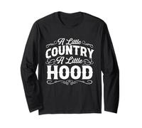 A Little Country A Little Hood - Black Cowboy Western Rodeo Maglia a Manica