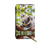 A little koala - Portafoglio lungo in pelle con stampa koala, portafoglio personalizzato alla moda, scomparti multipli per carte e portamonete, nero, taglia unica, Nero, One Size