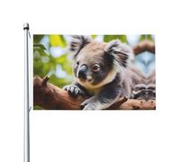 A little koala Prints Bandiera su entrambi i lati 3 x 5FT leggera e resistente al colore con asole Ideale per feste all'aperto e giardini.