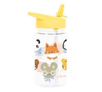 A Little Lovely Company Borraccia trasparente dal design unico da 450 ml | Adatta per scuola di colore, scuola materna, scuola elementare, vacanze, on the go (amici animali)