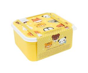A Little Lovely Company Lunch & Snack Box Set, 4 pezzi, on the go, impilabile, diverse misure (amici degli animali)