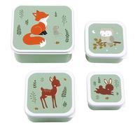 A Little Lovely Company - Set di 4 scatole per merenda con amici della foresta verde, motivo: amici della foresta verde