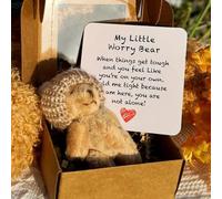 A Little Pocket Bear Hug,Little Bear in a Box,Handmade Mini Teddy Bear Peluche in Scatola,My Little Worry Bears,Crochet Little Bears Abbraccio con cappello lavorato a maglia e Pom Pom,Supporto emotivo