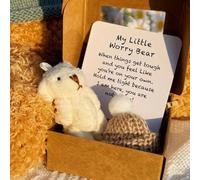 A Little Pocket Bear Hug,Little Bear in a Box,Handmade Mini Teddy Bear Peluche in Scatola,My Little Worry Bears,Crochet Little Bears Abbraccio con cappello lavorato a maglia e Pom Pom,Supporto emotivo