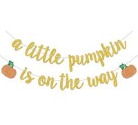 A Little Pumpkin Is on the Way Banner Zucca a tema Baby Shower Decorazioni Benvenuto Dolce Baby Party Decorazione Autunno Babys 1 ° Compleanno Forniture per feste Oro Glitter