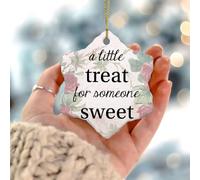 A Little Treat for Someone Sweet Christmas Ornaments Round Christmas Tree Ornament Ceramic Circle Farmhouse Christmas Ball for Holiday Decoration