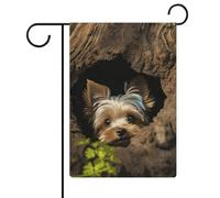 A Little Yorkshire Terrier bandiera da giardino double-face 30,5 x 45,7 cm, bandiera verticale in lino, bandiere per la casa durevoli per feste decorative all'aperto