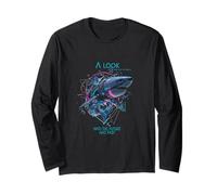 A Look Into The Future Cyber Shark SciFi Squalo Design Maglia a Manica