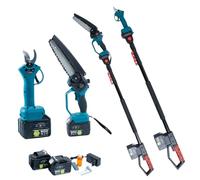 A.M.C. Forbice da Potatura a Batteria 88V, Motosega a Batteria 8 Pollici con oliatore + Asta Telescopica 128-248cm, Kit 3 in 1, Cesoie Elettriche Set Potatura Giardino Rami Arbusti Vigneto