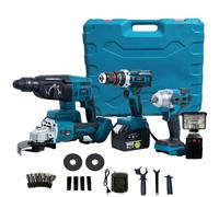 A.M.C. Kit Professionale Fai da Te 5 in 1 con Trapano Avvitatore a Batteria, Trapano a Percussione a Batteria Smerigliatrice Angolare, Trapano a Martello e ad Impulsi Svita Bulloni Luce Led 88v