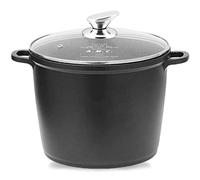 A.M.C. Pentola Alta, rivestimento antiaderente con coperchio in vetro temperato resistente alle alte temperature, adatta a tutte le fonti di calore inclusa Induzione, 10.5 Litri, diametro 28 cm