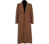 A&M Express Cappotto da uomo decimo dottore detective David Tennant marrone lana trench cosplay cappotto, Marrone, M