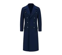 A&M Express Doctor Who - Cappotto da capitano Jack Harkness, doppio petto, in lana di cashmere, grigio, tasche con patta, cappotto blu cashmere lana, XL