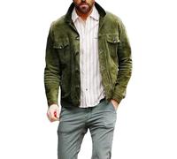 A&M Express Giacca in pelle scamosciata verde ispirata a Ryan Reynolds - Giacca da camionista in pelle scamosciata stile cowboy, Verde, M