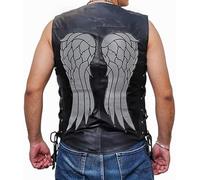 A&M Express Gilet da motociclista Daryl Dixon Angel Wings da uomo, gilet da motociclista in vera pelle | Walking Dead, nero, Gilet con ali d'angelo - Finto, XL