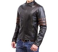 A&M Express Wolverine X - Giacca da motociclista da uomo, in vera pelle, colore: marrone, Marrone, XL
