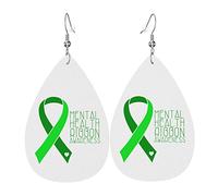 A maggio indossiamo il verde MentalAwareness Month Orecchini in pelle PU Orecchini Earbob Orecchini pendenti a goccia per le donne Ragazze Matrimonio nuziale