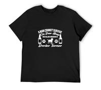 A Man Cannot Survive On Beer Alone He Needs A Border Terrier Owner T-Shirt Black Mens Tee Unisex Shirt M