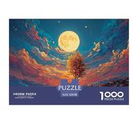 A Man Walks Along The Beach Under Moonlight 1000 Pezzi Cartoncino Extra-spesso Bundle Di Puzzle Yellow Moon Anti-stress Gioco in Famiglia Puzzle Per Adulti E Bambini 52x38cm/1000pcs
