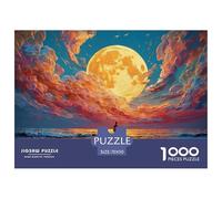 A Man Walks Along The Beach Under Moonlight 1000 Pezzi Cartoncino Premium Bundle Di Puzzle Yellow Moon Anti-stress Gioco in Famiglia Puzzle Per Adulti E Bambini 70x50cm/1000pcs