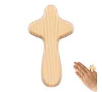 a mano piccola - PC in legno di pino massiccio da 6 cm e comfort a mano, con supporto, tascabile | Per collane da chiesa, bracciali, artigianato, usi marroni lisci