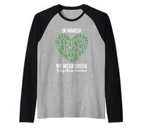 A Marzo indossiamo Il Cuore Verde della consapevolezza delle malattie renali Maglia con Maniche Raglan